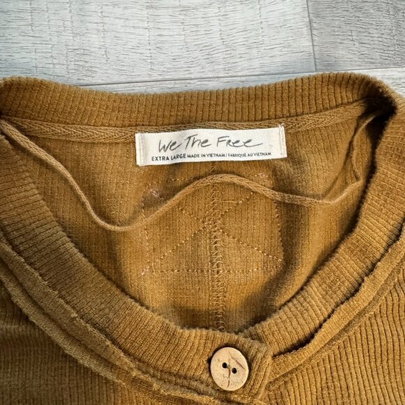 Free People We The Free Gia Cardigan Button Front Dress Tobacco flawed O19 - Picture 3 of 7